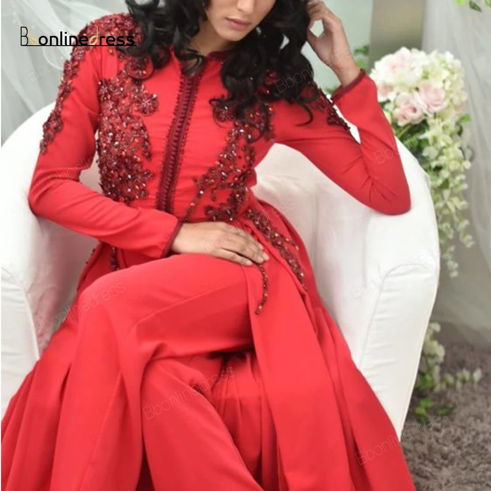 Bbonlinedress марокканское красное вечернее платье с вышивкой и аппликацией длинное