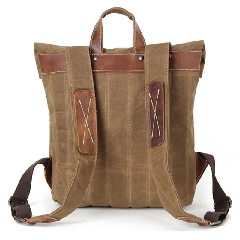 Холщовый Рюкзак винтажный водонепроницаемый дорожный рюкзак кожаная