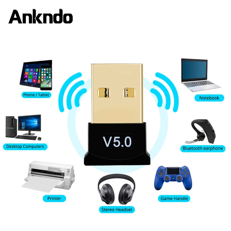 ANKNDO Bluetooth 5,0 Usb адаптер для ПК компьютера ноутбука беспроводной Bluetooth передатчик приемник наушников аудио Отправитель ключ - изображение