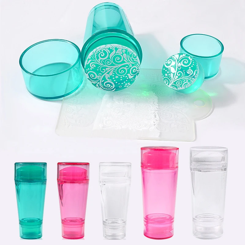 Силиконовый стемпер для ногтей с двойной головкой блестящий прозрачный 2 8 см