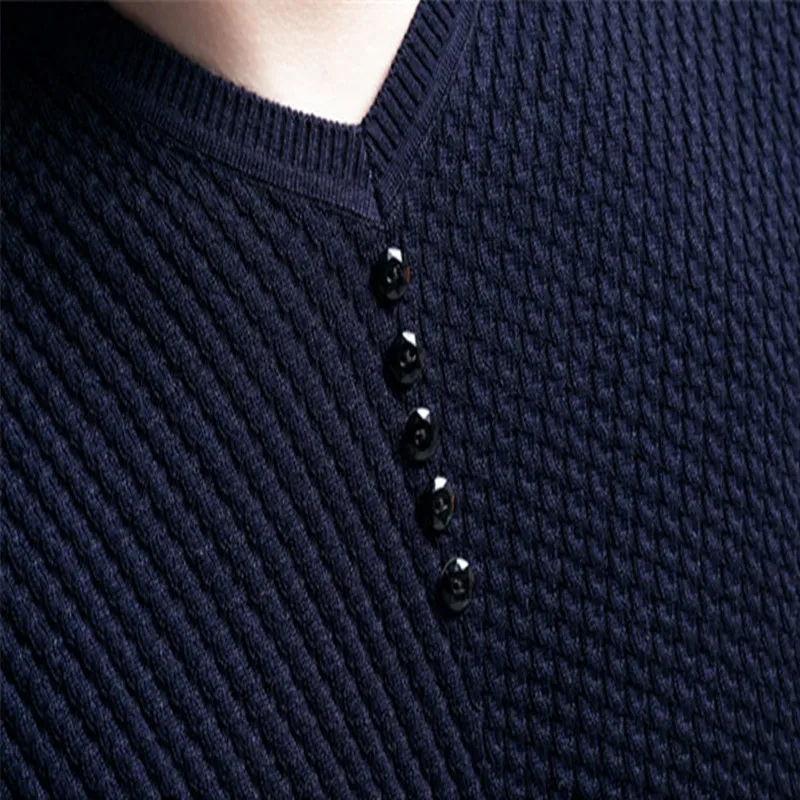 

2020 V-neck Mens Wool Pullover Autumn Winter Warm Long Sleeve Comfortable Casual Clothes Knitted Cotton Male Sweater Promotion