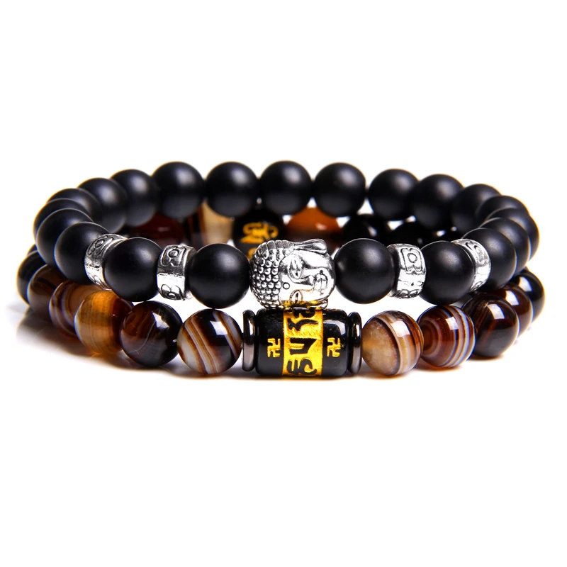 2 шт./компл. белые черные стеклянные бусины натуральные зеркальные браслеты из