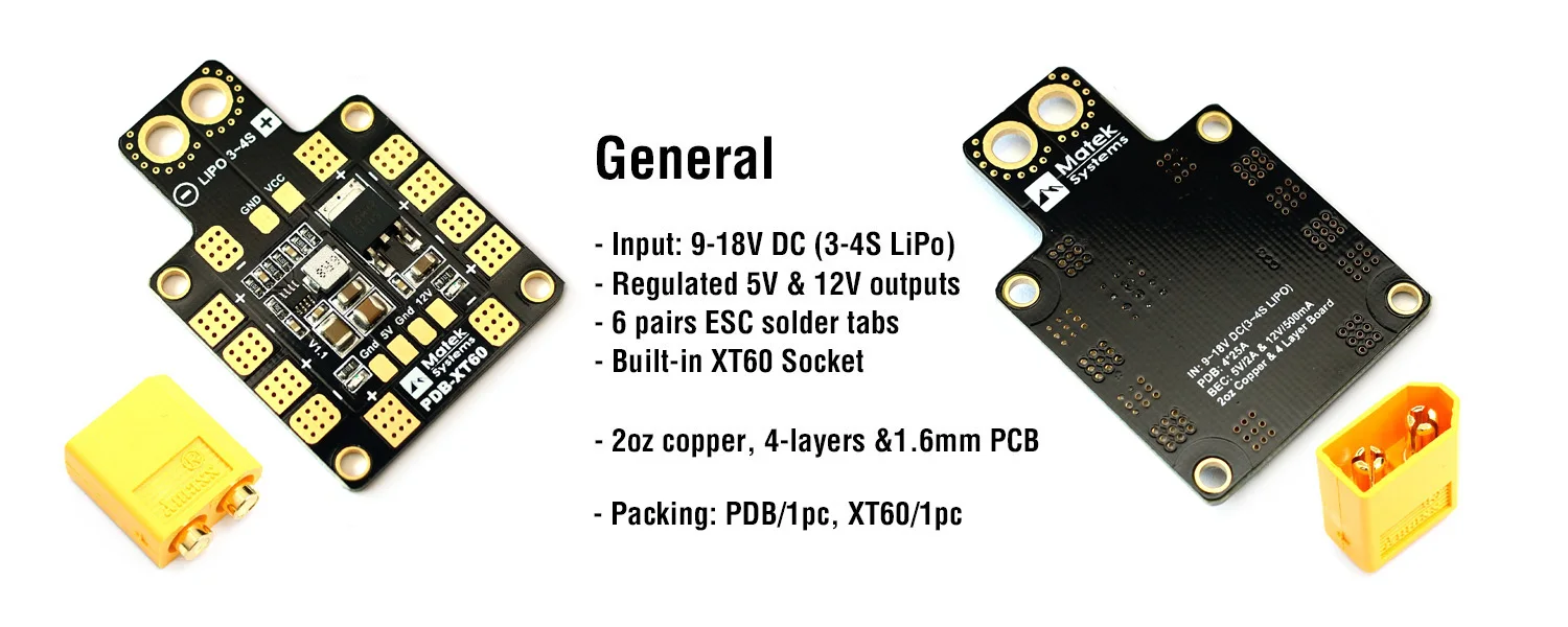 30x30 мм MATEK PDB-XT60 BEC 5V &amp 12V распределительная плата питания 3-4S для радиоуправляемого