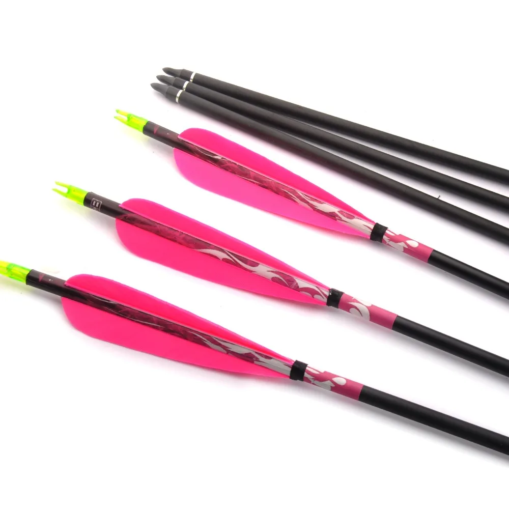 Стрелы из углеродного волокна для стрельбы лука диаметр 12/24 мм 6/8 1 шт. 80 см розовые