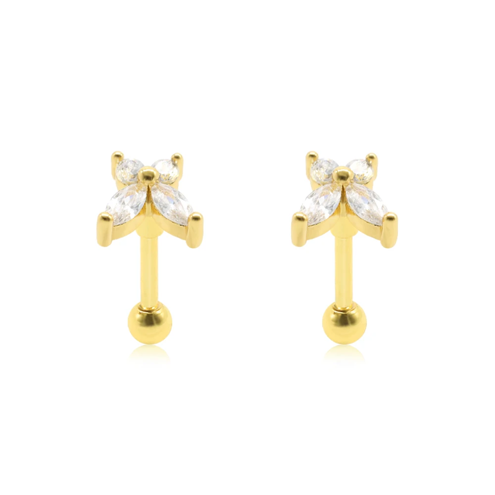 

2Pcs 16G Stainless Steel Butterfly Women Stud Earrings Simple Cute Piercing Christmas Gift Body Jewelry Popular