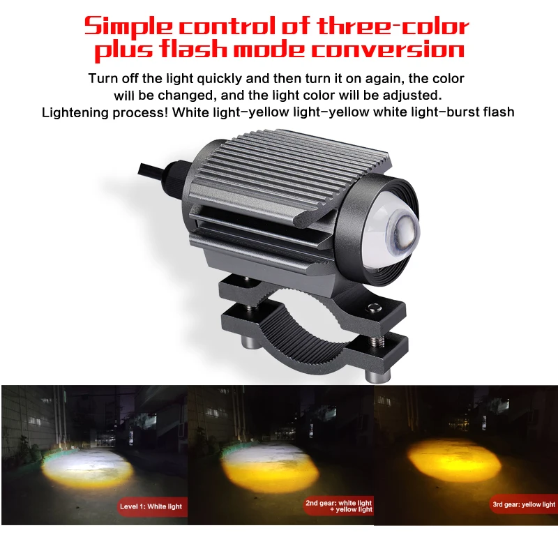 

20W Tri-model Motorcycle LED Headlight Mini Projector Lens Car Lamps SUV ATV Driving Fog light Auxiliary Spotlight Moto Headlamp