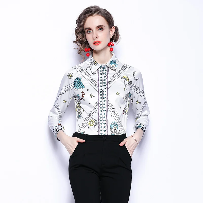 

Женская блузка с отложным воротником и длинным рукавом, модель X794 в европейском стиле на весну и лето, 2022