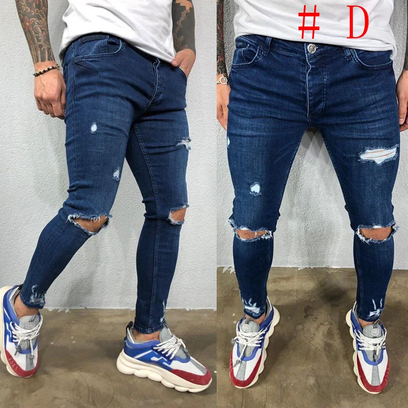 

Fashion Men Skinny Jeans Stretchy Denim Slim Long Camouflage Pants Frayed Rip Bike Men Ripped Jeans 20 styles