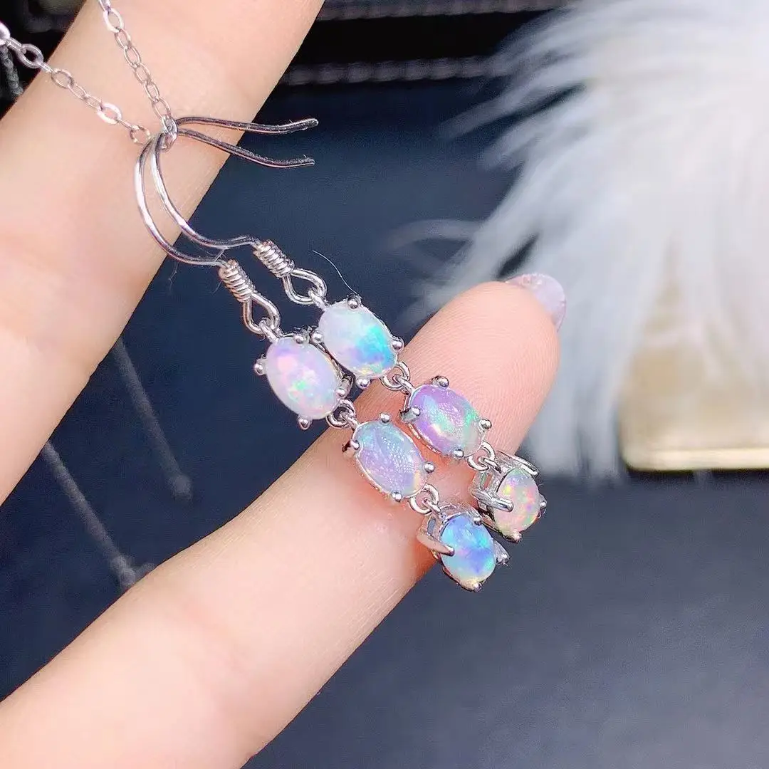 

MDINA 100% natural Opal Drop Earrings for Daily Wear 4*6mm Dangler Real 925 Silver Jewelry luxury jewelry designers