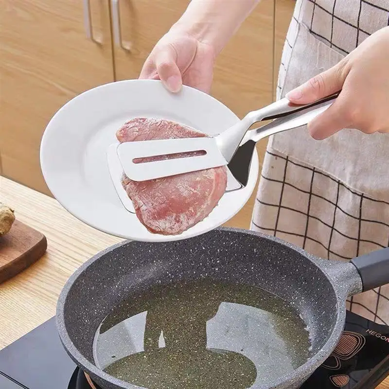 

Steak Clamps, Double Sided Spatula,Tongs For Cooking, Multifunctional Stainless Steel Food Flipping Spatula Tongs Clip