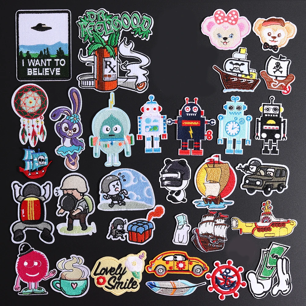 UFO наклейки с космосом мультфильм робот вышитые патчи для одежды DIY утюжок на