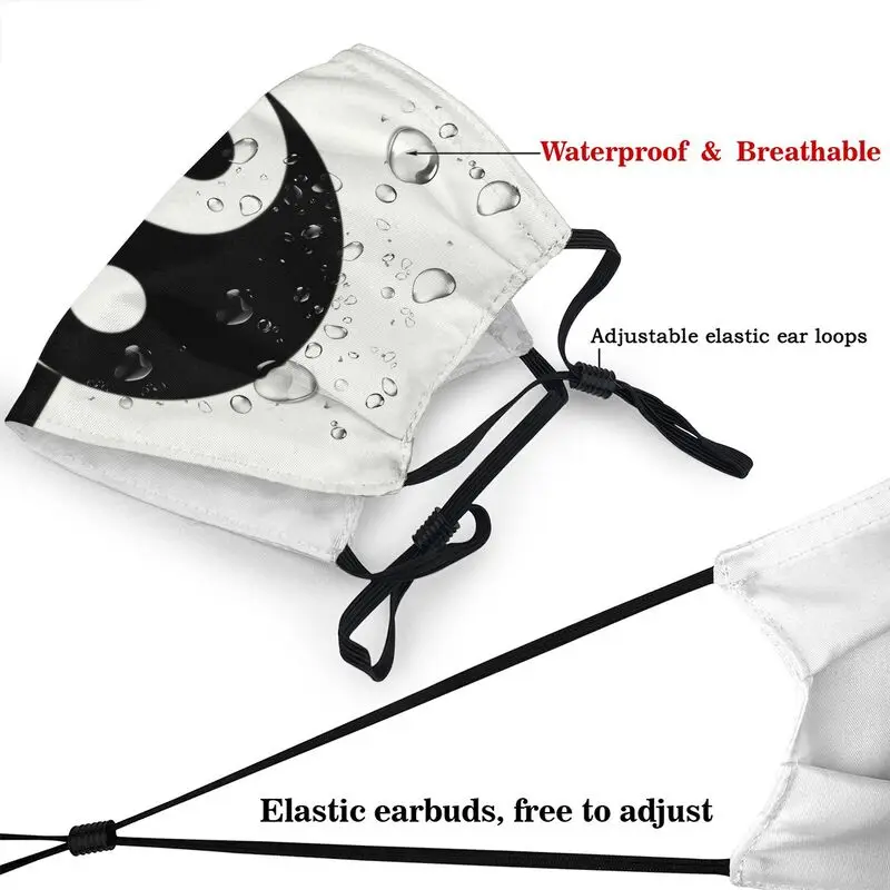 Черно-белая маска Инь Янь пылезащитная неодноразовая для лица мистического