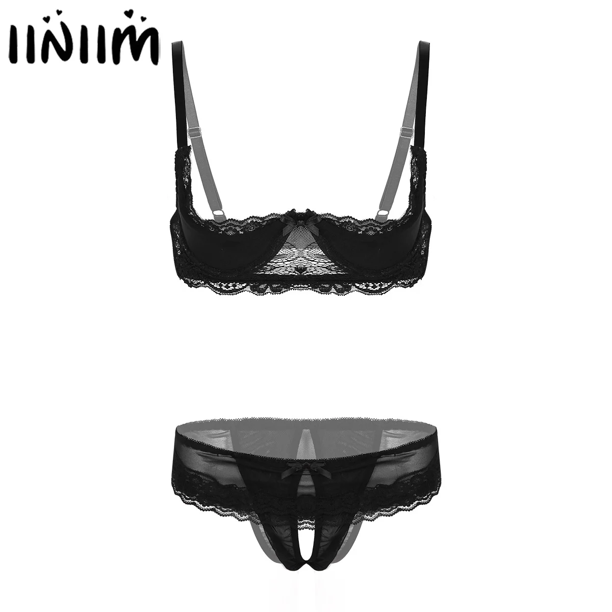 Iiniim/Femme Для женщин кружевное воздушное страстное нижнее белье Sissy комплект ремни