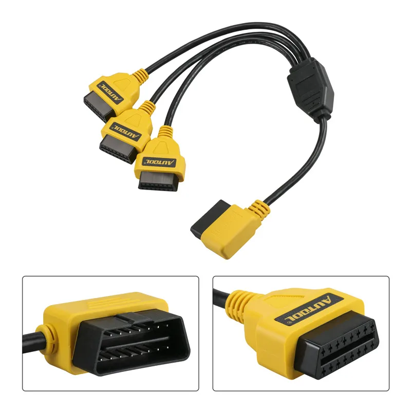 AUTOOL 50 см кабель OBD2 1 в 3 адаптер конвертер сплиттер Y КАБЕЛЬ J1962M к 3-J1962F