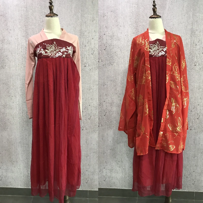 

New Hanfu Suit For Women Adult Elegant Red Wedding Dress Chinese Traditional Classical Suit Han Tang Song Dynasty Clothes DQL350