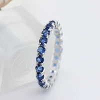 lingmei new fashion engagement round women circle blue white zircon silver color ring size 6 10 11 jewelry for ladies vintage