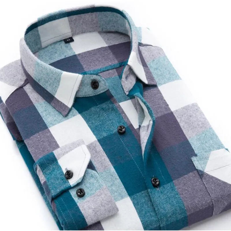 Рубашка мужская с длинным рукавом фланелевая Удобная Повседневная блуза в