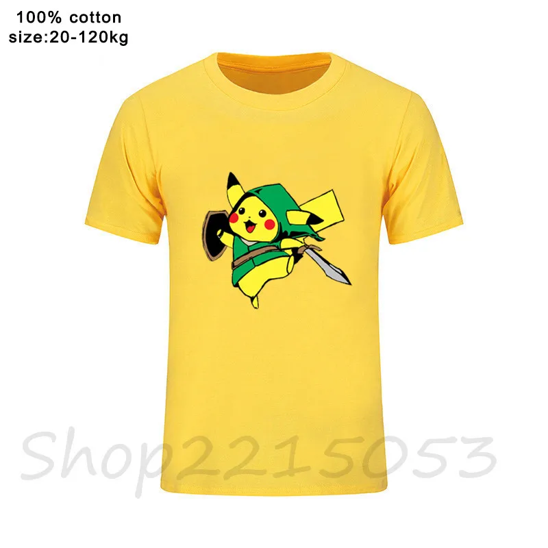 Покемон легенда о Зельде Пикачу ссылка мужские футболки с аниме рисунком Смешные