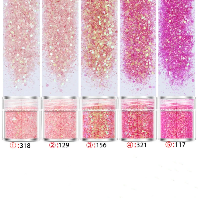 Блестки для ногтевого дизайна 4/5 коробок (10 мл/коробка) 3D ногтей Пудра с блестками