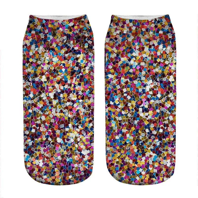 

Женские носки, кавайные носки с радужными блестками и художественным принтом, женские носки в стиле Харадзюку, веселые забавные новые милые...