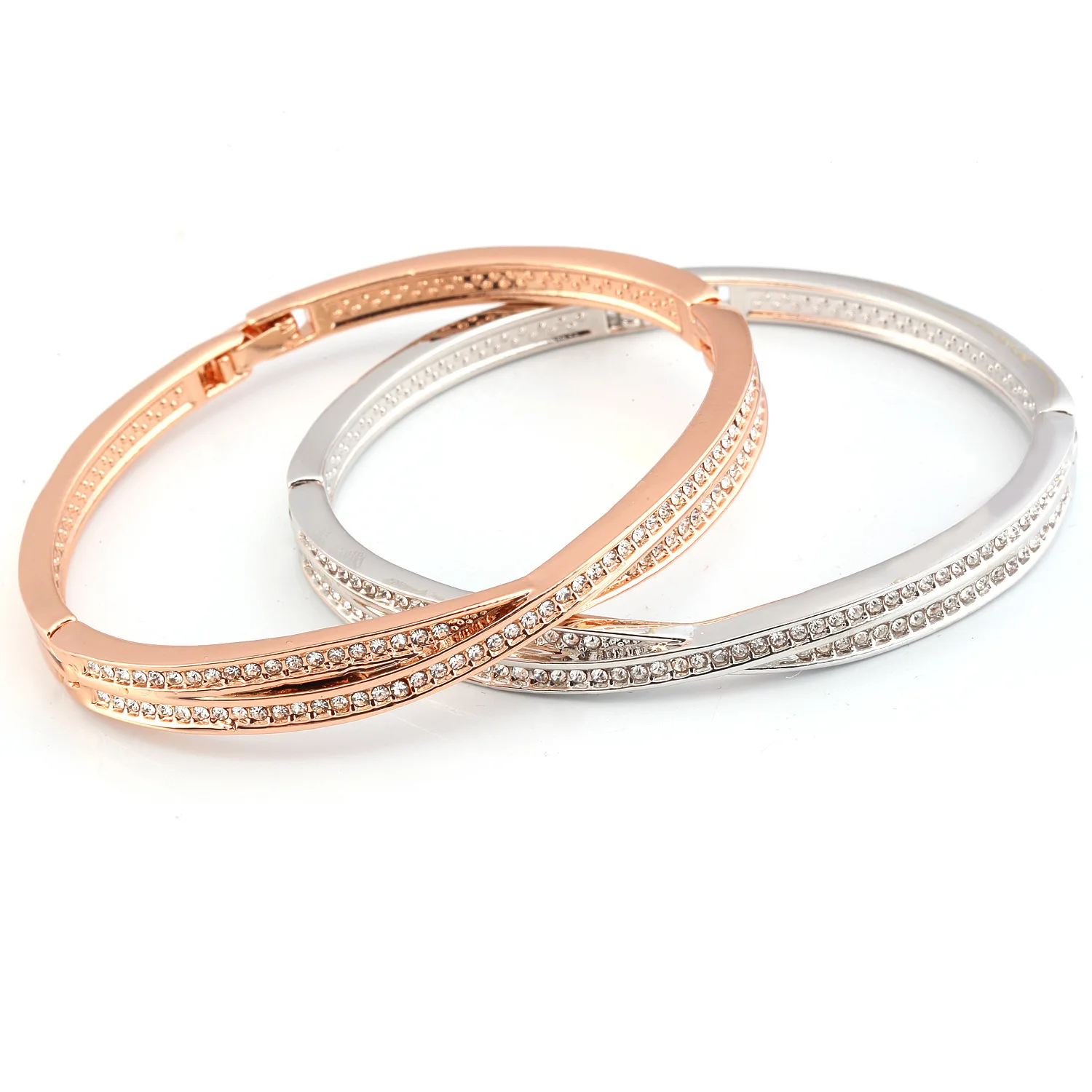 

GMGYQ 2021 New Fashion Bracelet Full of Small Cubic Zirconia Crystal Cross Design Style Bangle