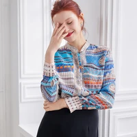 spring blouse real silk autumn shirt korean vintage womens tops and blouses women clothes 2020 blusa feminina 19310 yy2924