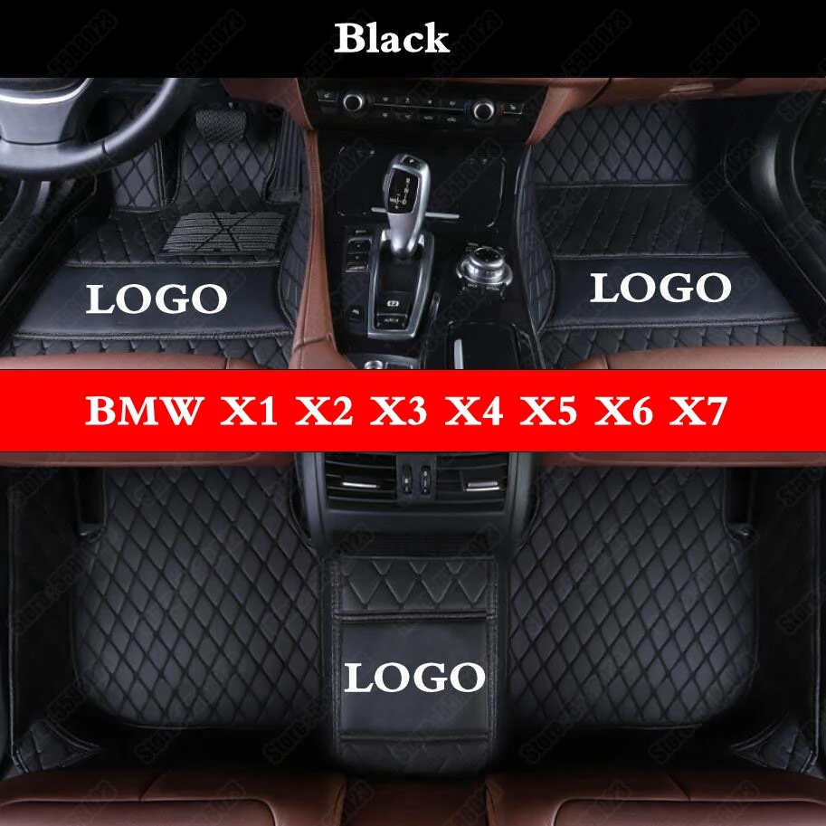 Пользовательские автомобильные коврики для BMW X1 X2 X3 X4 X5 X6 X7 F15 F25 F26 F39 F48 E71 G01 черный