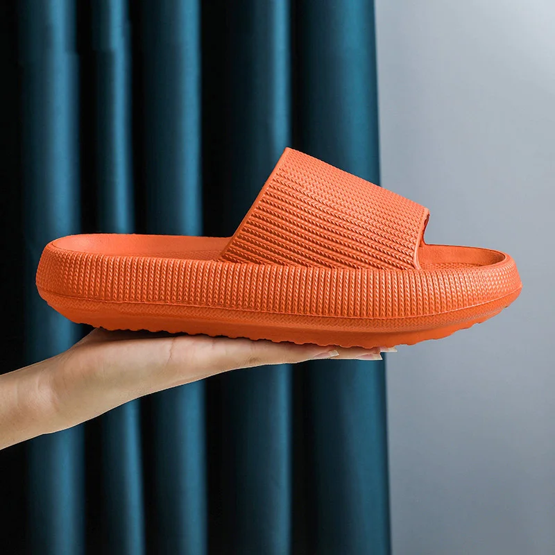 

Couple Home Soft Slippers Thick Sole Non-slip EVA Indoor Shoes Flat Slides Men Women Beach Outdoor Flip Flops Plus Size 36-47