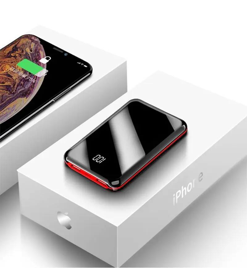 20000 мАч Мини Внешний аккумулятор внешний 2 USB порта Портативный для Iphone Samsung