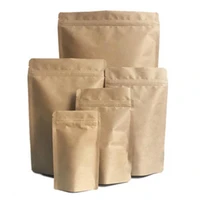 50pcs wholesales 100g biodegradable bag kraft paper stand up zipper packaging pouch for foods containers mylar bags pouch