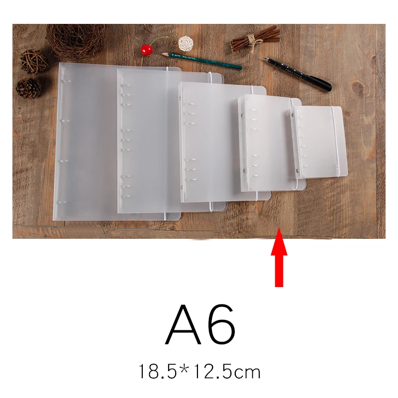 A6(6-hole) A5 A6 A7 6 полое кольцо записная книжка планировщик полипропиленовый прозрачный Внутренний сердечник крышка аксессуар офисные школьные принадлежности канцелярский магазин - Цвет: A6(6-hole)