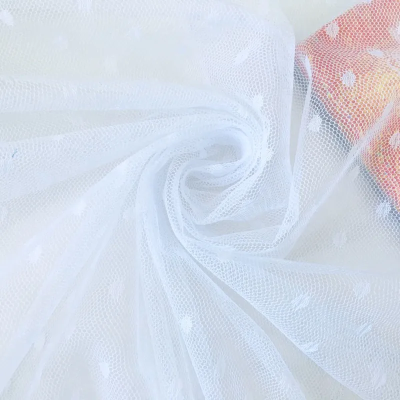 Сетка из полиэстера в горошек для платья фотография прозрачная сетка Tussu белый