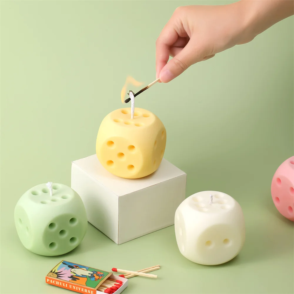 3D Dice Shaped Silicone Candle Mold DIY Handmade Soy Wax Candle Moulds Making Supplies
