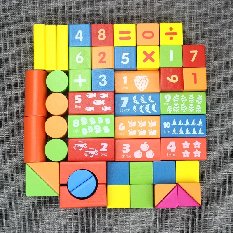 

40/50pcs Digital Pattern Intellectual Building Blocks Shape Color Cognition Freely Build Early Learning Children's Blocks Toys
