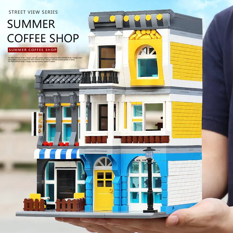 Конструктор Yeshin 0934 MOC эксперт по созданию городская улица летняя кафе