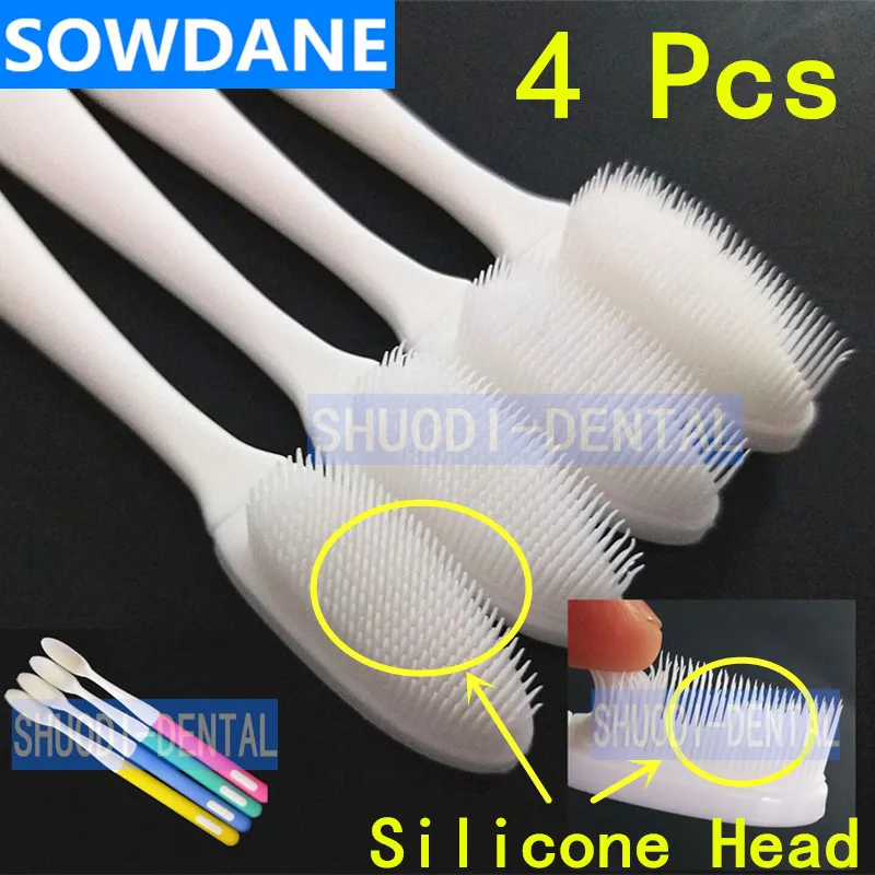 4 шт. зубные зубы чистка зубов отбеливающие щетки силиконовая головка гелевая