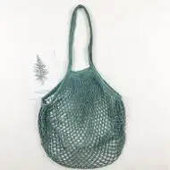 Light blue Сумка-тоут, Сетчатая Сумка, хлопок, для покупок, черепаха-сумки, продуктовые, с длинной ручкой, Сетчатая Сумка через плечо, фрукты, овощи, многоразовые - Цвет: Light blue