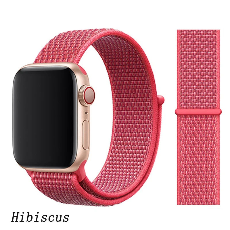 Ремешок для apple watch 5 4 ремешок 44 мм 40 мм Correa 42 мм 38 мм iwatch 5 4 3 2 нейлоновый браслет pulseira ремешок для часов - Цвет ремешка: Hibiscus