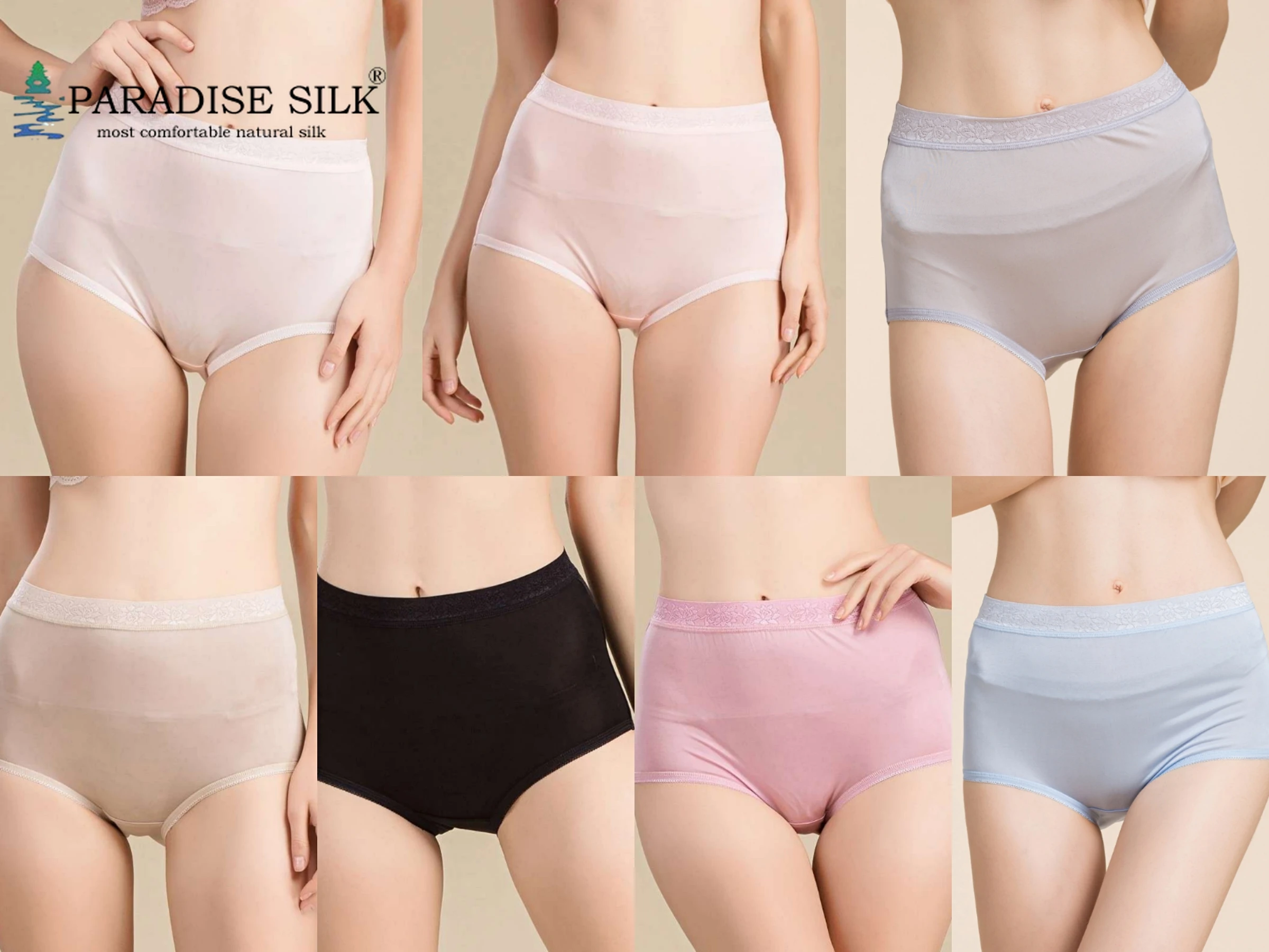 Underwear Women 3 Pair 100% Pure Silk Knit With Lace Trim Women's High Waist Panties Size M L XL XXL