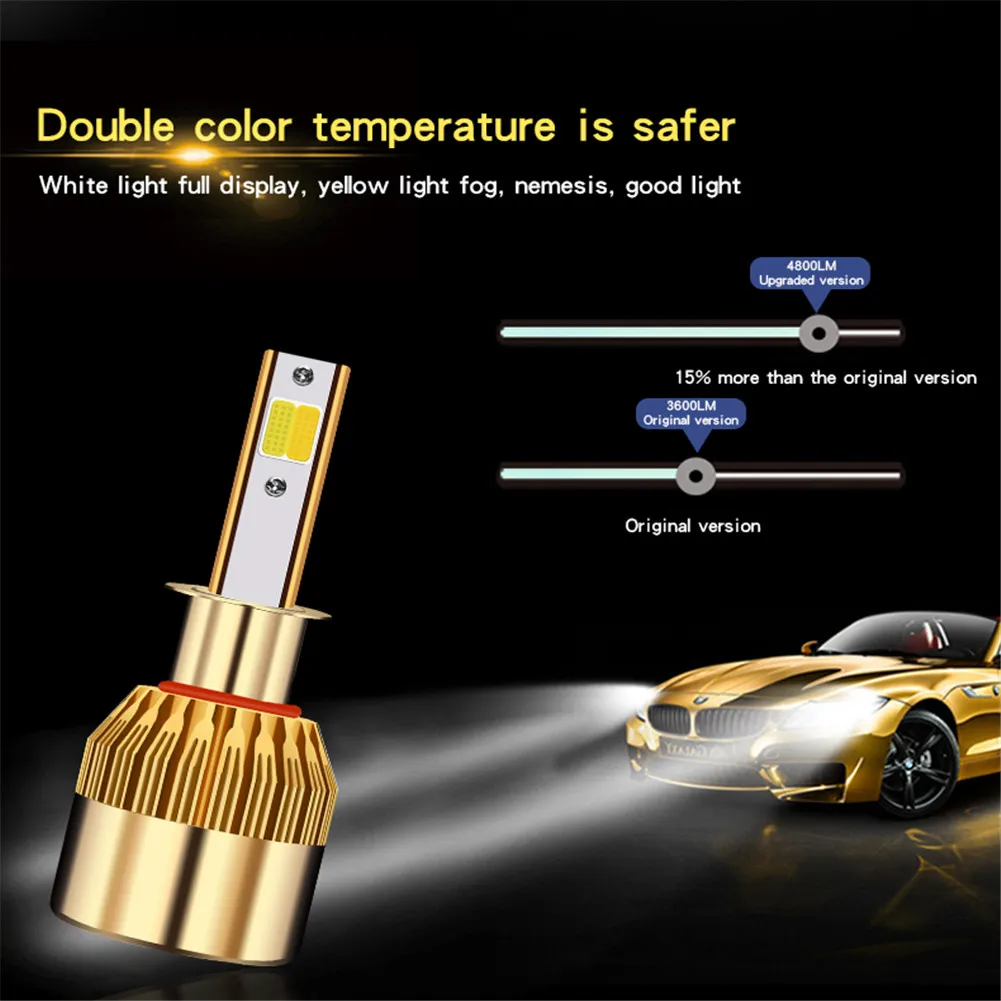 

Car Accessories LED Headlight Bulb 6000K 3800 lm Bright Switchable Color Low/High Beam Conversion Kit