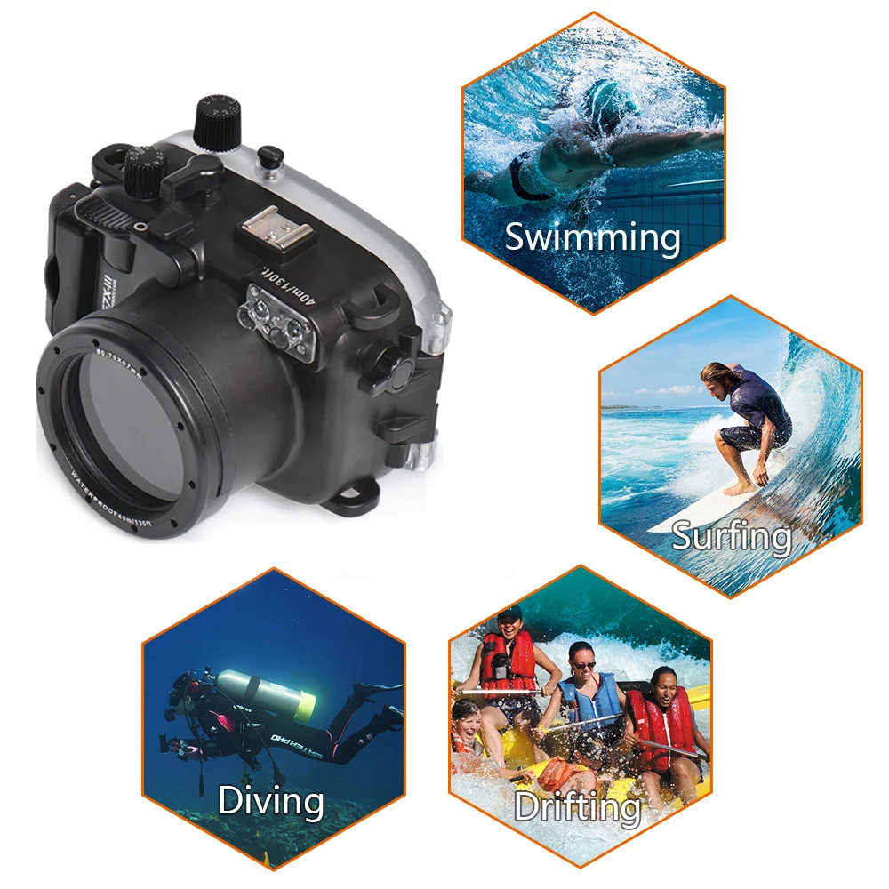 Seafrogs 40 м/130 футов подводный чехол водонепроницаемый корпус для камеры Canon G7X-III G7X