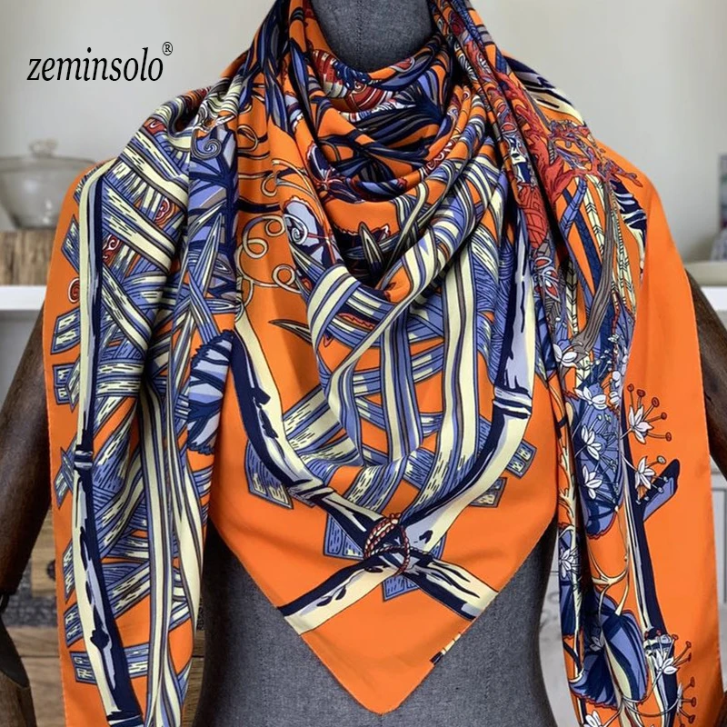 2 Дизайн весна лето квадратные шарфы для женщин модные женские принтованные цепи саржевый шелковый шарф роскошный бренд шаль Бандана - Цвет: 2