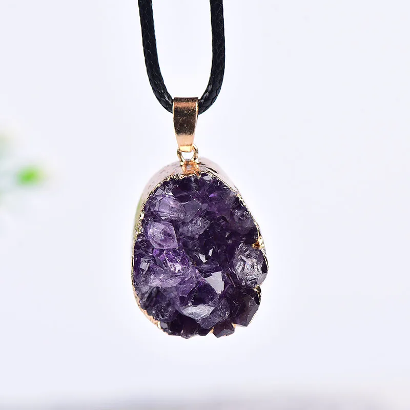 1 шт. ожерелье с подвеской из натурального кристалла Бразильский Аметист