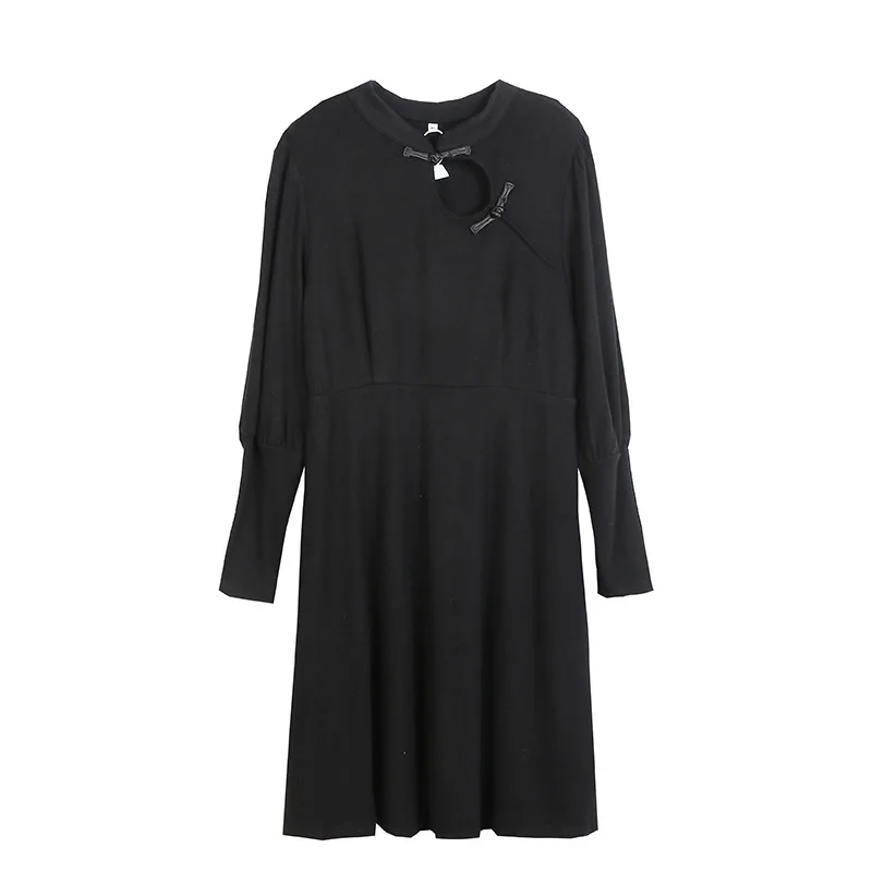 

21 spring and autumn new large size ladies retro show tall hollow out in long dress plus size dress