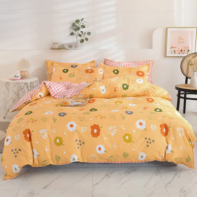 

Fashion 100% Cotton Flower Bedding Set All Season Bedroom Dovet Cover Set 1m 2.2m Bed Twin Queen King Size Bed Comforter Set