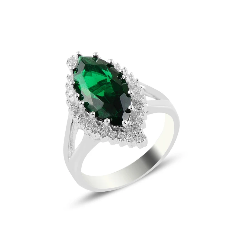 

Серебряное обручальное кольцо Silverlina с изумрудом из циркония