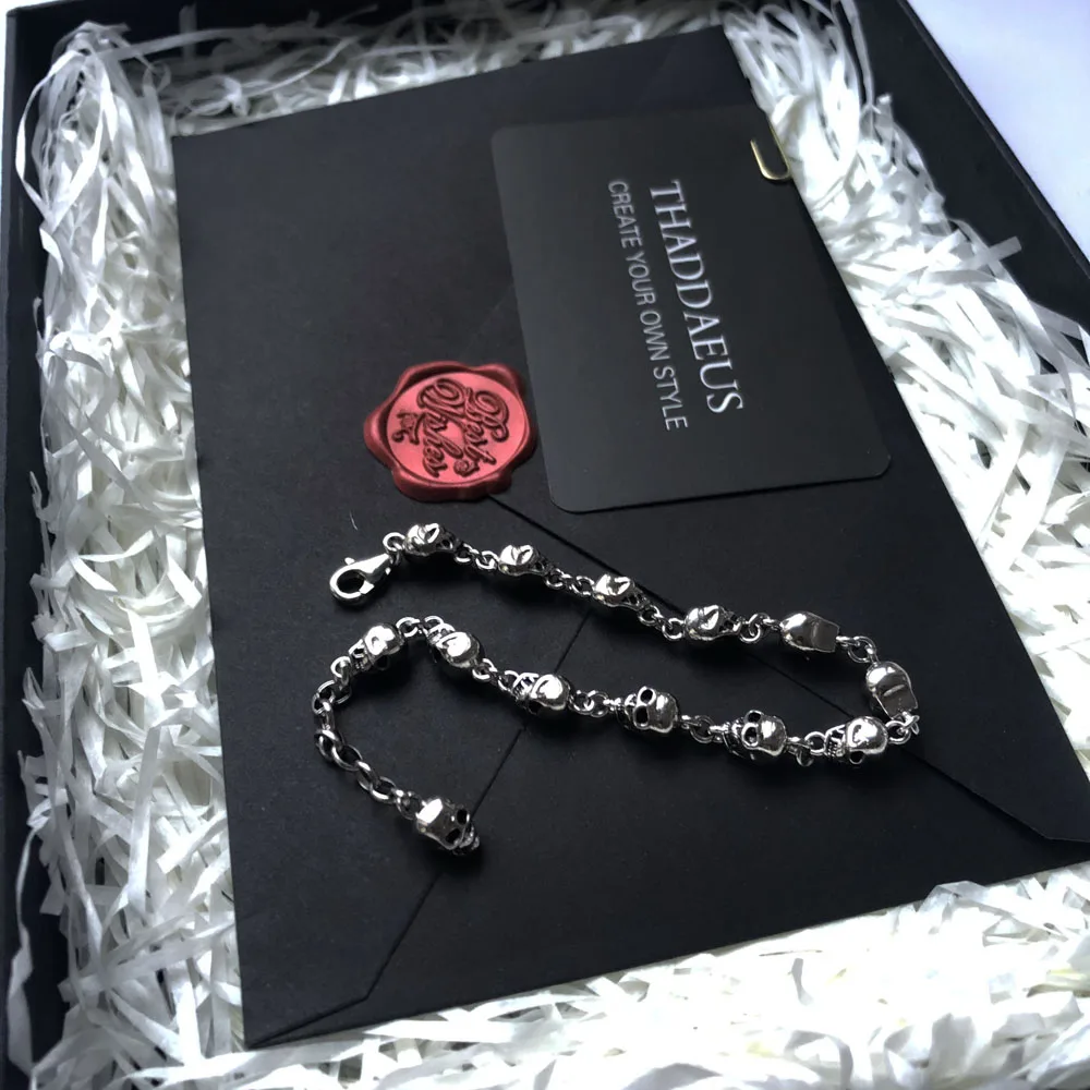 Skulls Link Chain Bracelets 2019 Punk 925 Sterling Silver Trendy Fashion Rebel Street Jewelry Europe Style For Men Women Gift | Украшения и