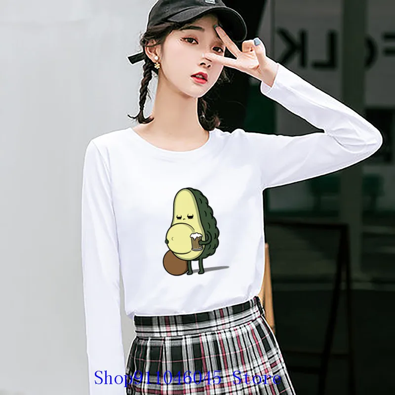 Футболка женская с длинным рукавом милая забавная Повседневная рубашка авокадо