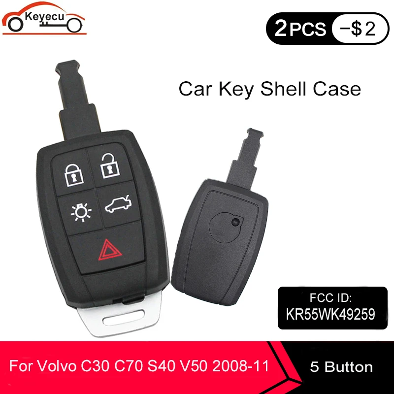 KEYECU сменный дистанционный чехол для ключа автомобиля Fob 5 кнопок Volvo C30 C70 S40 V50 2008 2009