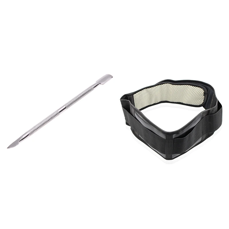 

1 Pcs Stainless Steel Nail Cuticle Remover Spoon Pusher Tool Kit 12Cm & 1 Pcs Adjustable Waist Tourmaline Self Belt
